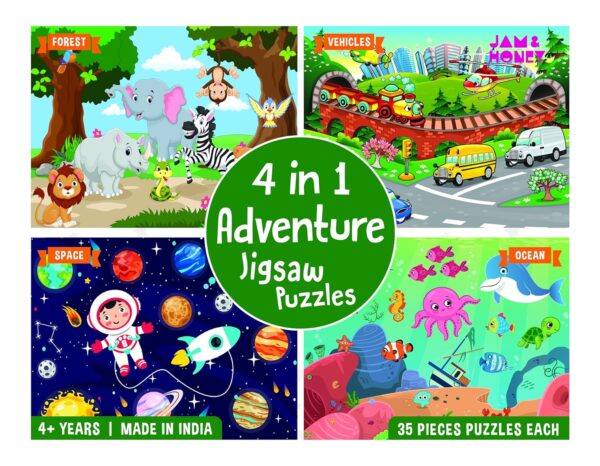 Jam & Honey 4 in 1 Adventure - Puzzles for Kids | 35-Piece Puzzles | Educational Toy for Cognitive Development | Vibrant Colors - Image 8