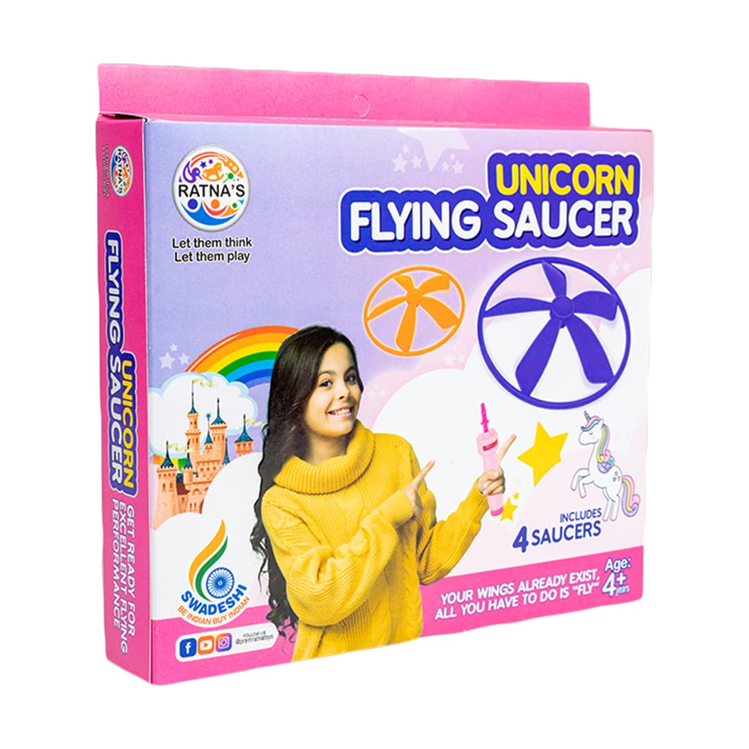 Ratna’s Flying Saucer Unicorn 3 in 1 Indoor & Outdoor Toy Can Be Played as Space Rocket, Sliding Wall & Spinning TOP for Kids