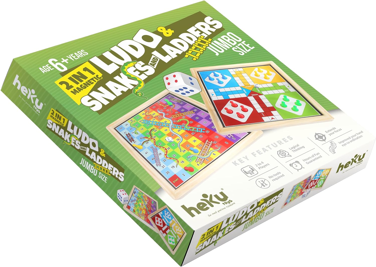 ZUDO TOYS Ludo + Snakes & Ladders Wooden Magnetic Board Game 2-Pack – Two Game Set in One Bundle – Children’s Family Pachisi Learning Dice Games for Adults & Kids