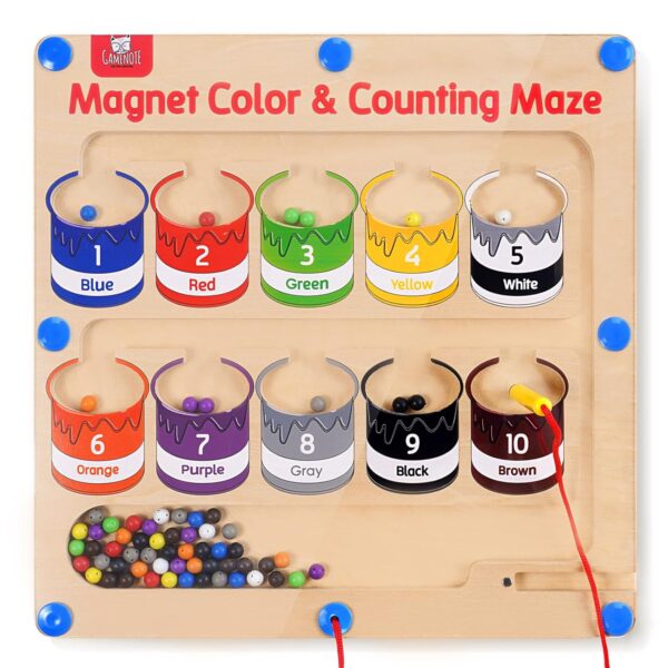 GAMENOTE Magnetic Color and Number Maze - Educational Fine Motor Skills Toys for Boys Girls 3 4 5 Years Old, Wooden Color Matching Learning Counting Toddler Puzzle Board - Image 9