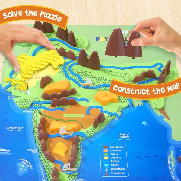 Imagimake Kid's Mapology - Physical Features of India Learn 50+ Geographical Features Like Mountains, Rivers, Plateaus Educational Toy and Learning Aid Puzzles for Age 5 Years+,Color Multi - Image 7
