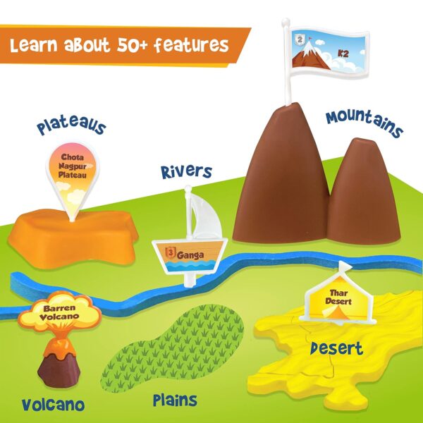 Imagimake Kid's Mapology - Physical Features of India Learn 50+ Geographical Features Like Mountains, Rivers, Plateaus Educational Toy and Learning Aid Puzzles for Age 5 Years+,Color Multi - Image 8