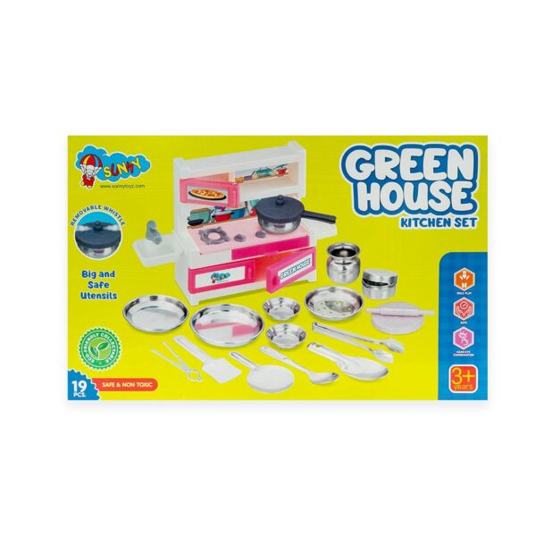 Green House 19 Pieces Kitchen Set for Kids.A Perfect Roleplay Pretend Play Kitchen Play Set for Kids. - Image 3