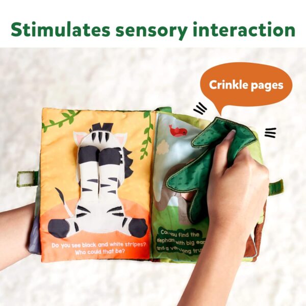 Skillmatics Peek-A-Boo Jungle Book - Soft Cloth Book for Baby, Infant & Toddler Toys, Crinkle Pages for Sensory Play, Gifts for Ages 6 Months and Up, Multicolor - Image 3