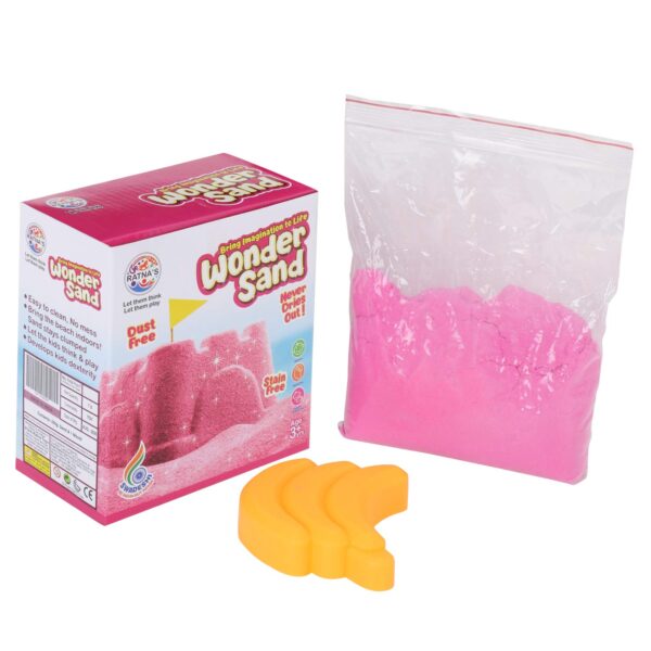 RATNA'S Wonder Sand 500g Smooth Sand for Kids with One Big Mould (Without Tray) (Pink Colour) - Creative Indoor Play Sand for Kids and Adults - Made in India - Image 6