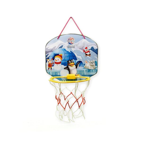 RATNA'S Cartoon Basketball Penguin Indoor Set Along With Ball For Kids To Play,Multicolor - Image 4