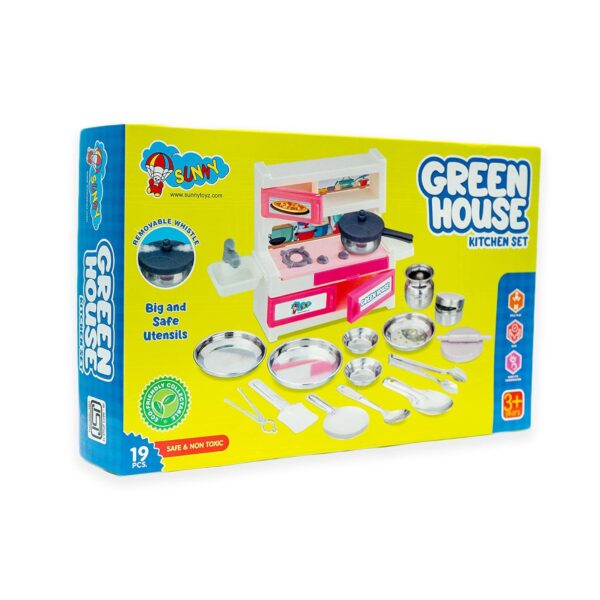 Green House 19 Pieces Kitchen Set for Kids.A Perfect Roleplay Pretend Play Kitchen Play Set for Kids. - Image 9