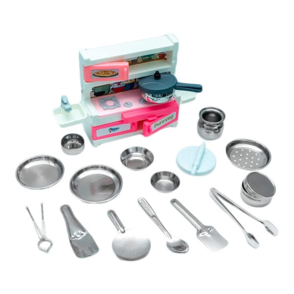 Green House 19 Pieces Kitchen Set for Kids.A Perfect Roleplay Pretend Play Kitchen Play Set for Kids. - Image 2
