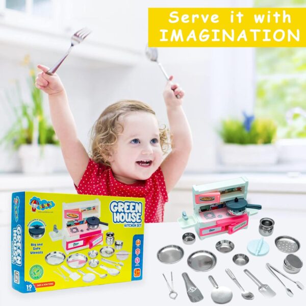 Green House 19 Pieces Kitchen Set for Kids.A Perfect Roleplay Pretend Play Kitchen Play Set for Kids. - Image 5