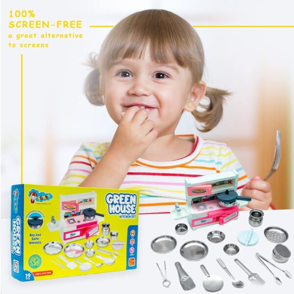 Green House 19 Pieces Kitchen Set for Kids.A Perfect Roleplay Pretend Play Kitchen Play Set for Kids.