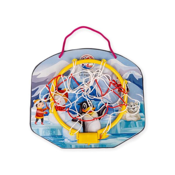 RATNA'S Cartoon Basketball Penguin Indoor Set Along With Ball For Kids To Play,Multicolor
