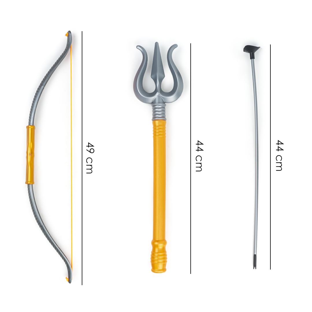 Ratna’s Shiva Bow and Arrow Set with Trishul & 3 Suction Cup Tip Arrows Target Game Plastic Toy Set for Kids