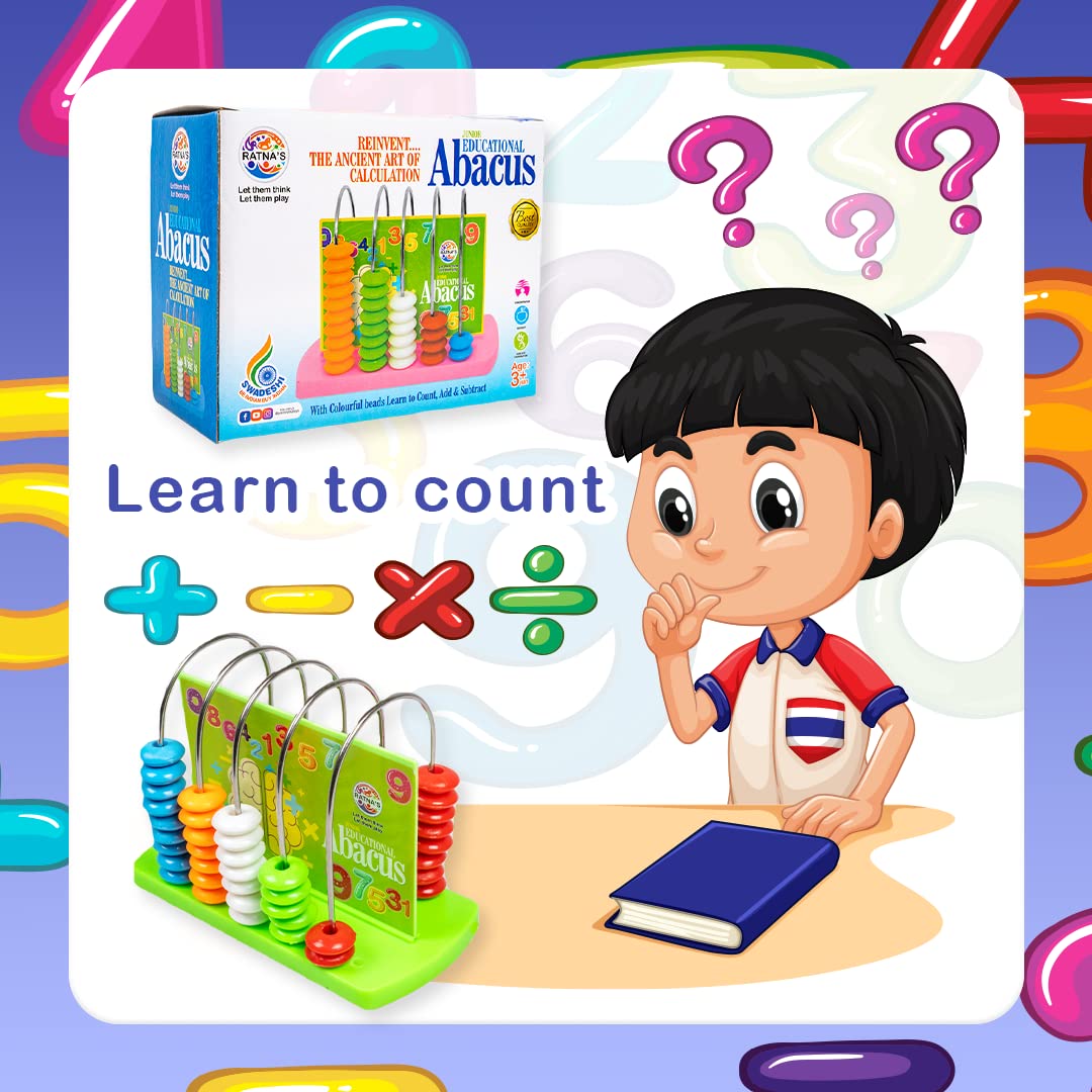 Ratna’s Ratnas Educational Abacus Junior for Kids to Learn to Count, Add & Subtract with Colourful Beads