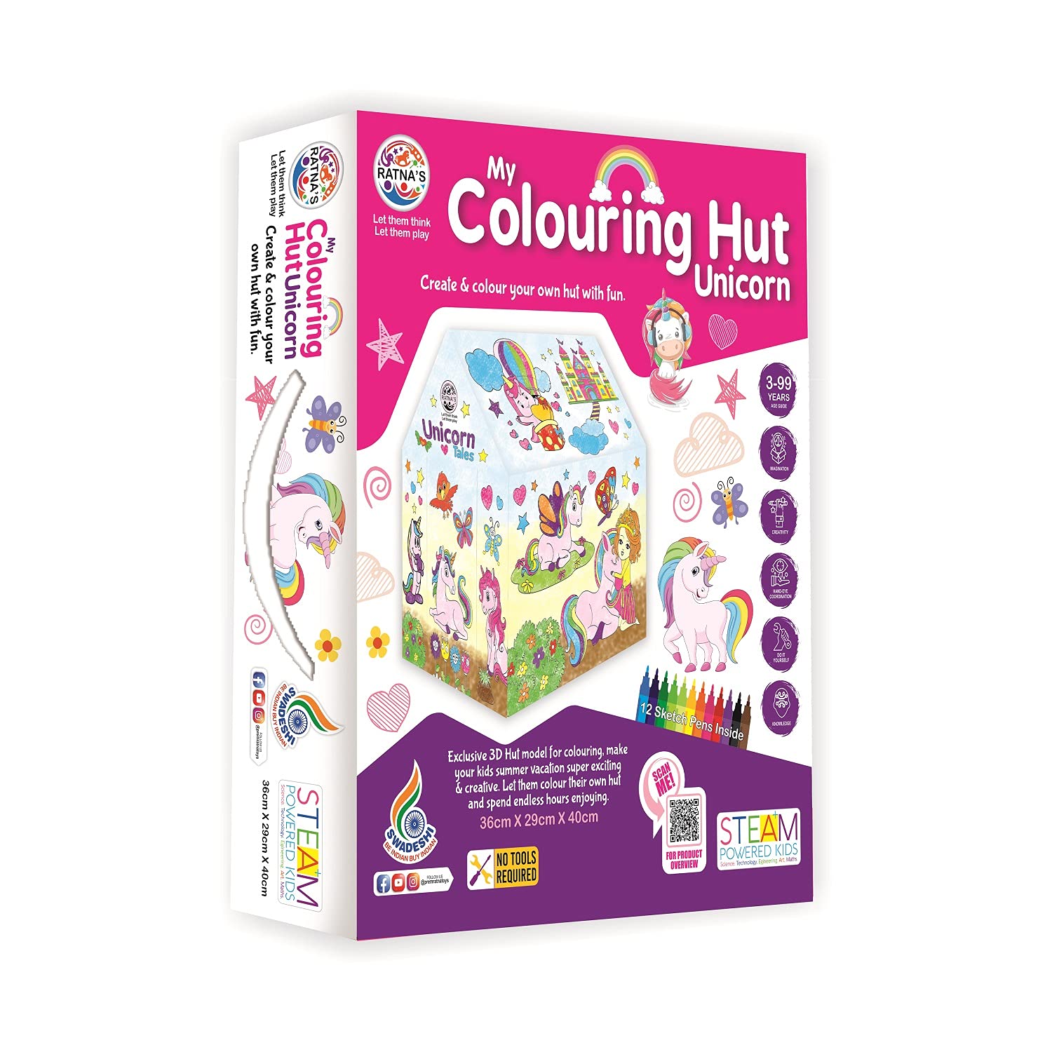 Ratna’s My Colouring Hut Unicorn Theme (36 x 29 x 40 cm) DIY for Kids 3+Years